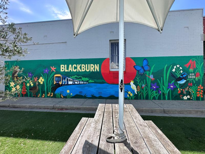 Blackburn Station Village - Completed Mural  Front view